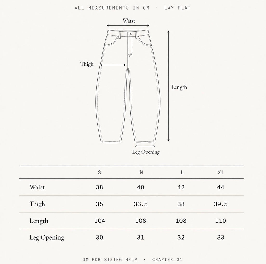 Chapter 01 — Raw Denim Jacket + Barrel-Leg Jeans