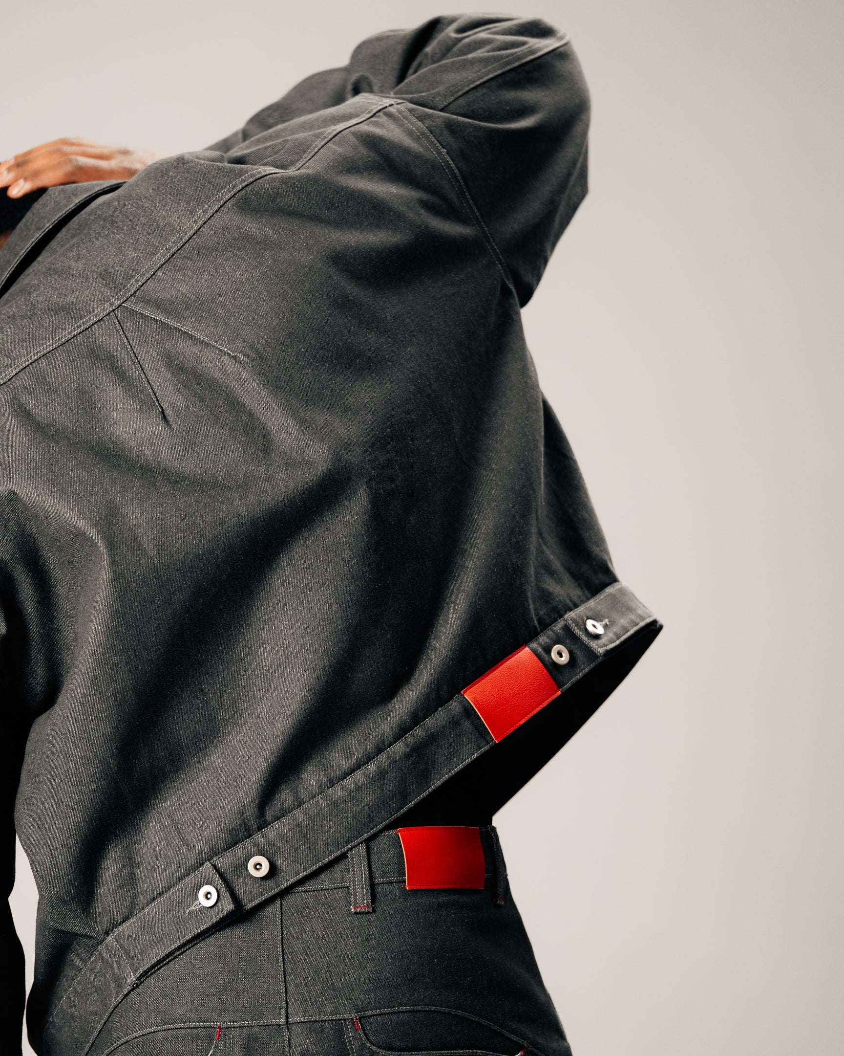 Chapter 01 — Raw Denim Jacket + Barrel-Leg Jeans