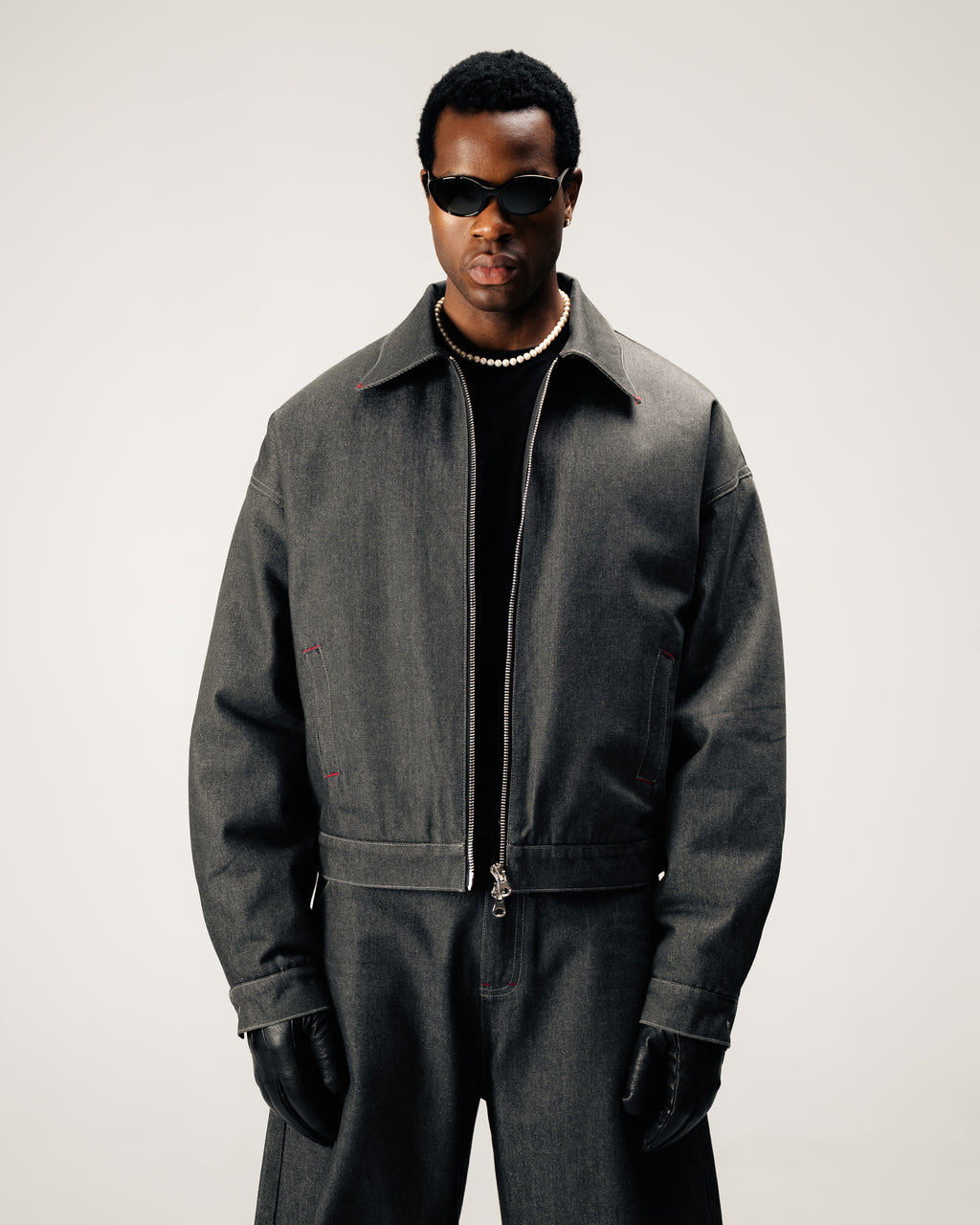 Chapter 01 — Raw Denim Jacket + Barrel-Leg Jeans